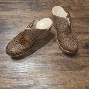 Dr. Scholls Animal Print Leather Calf Hair Uppers Clogs Shoes Size US 6M.